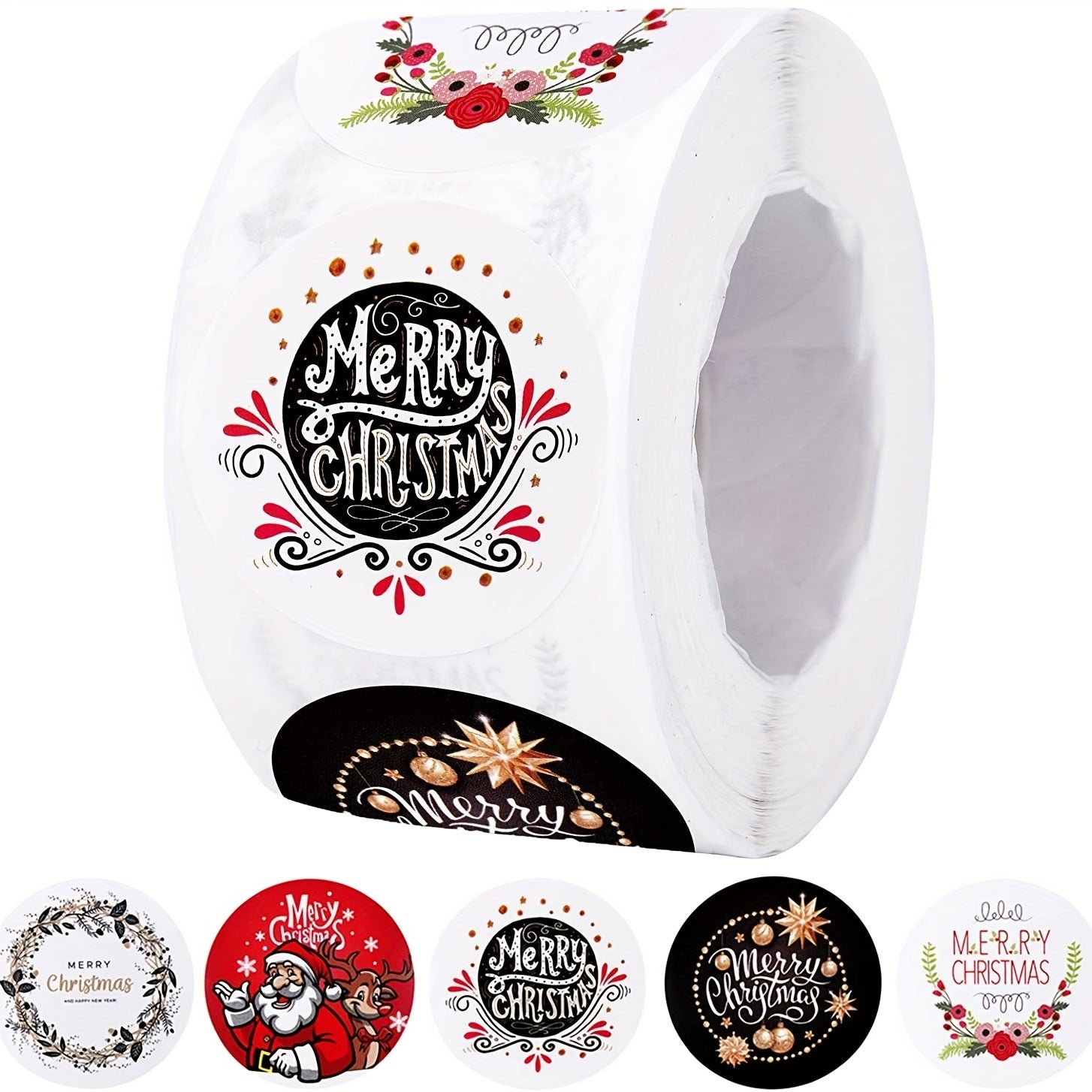 500pcs Round Christmas Santa Decoration Self adhesive Sticker