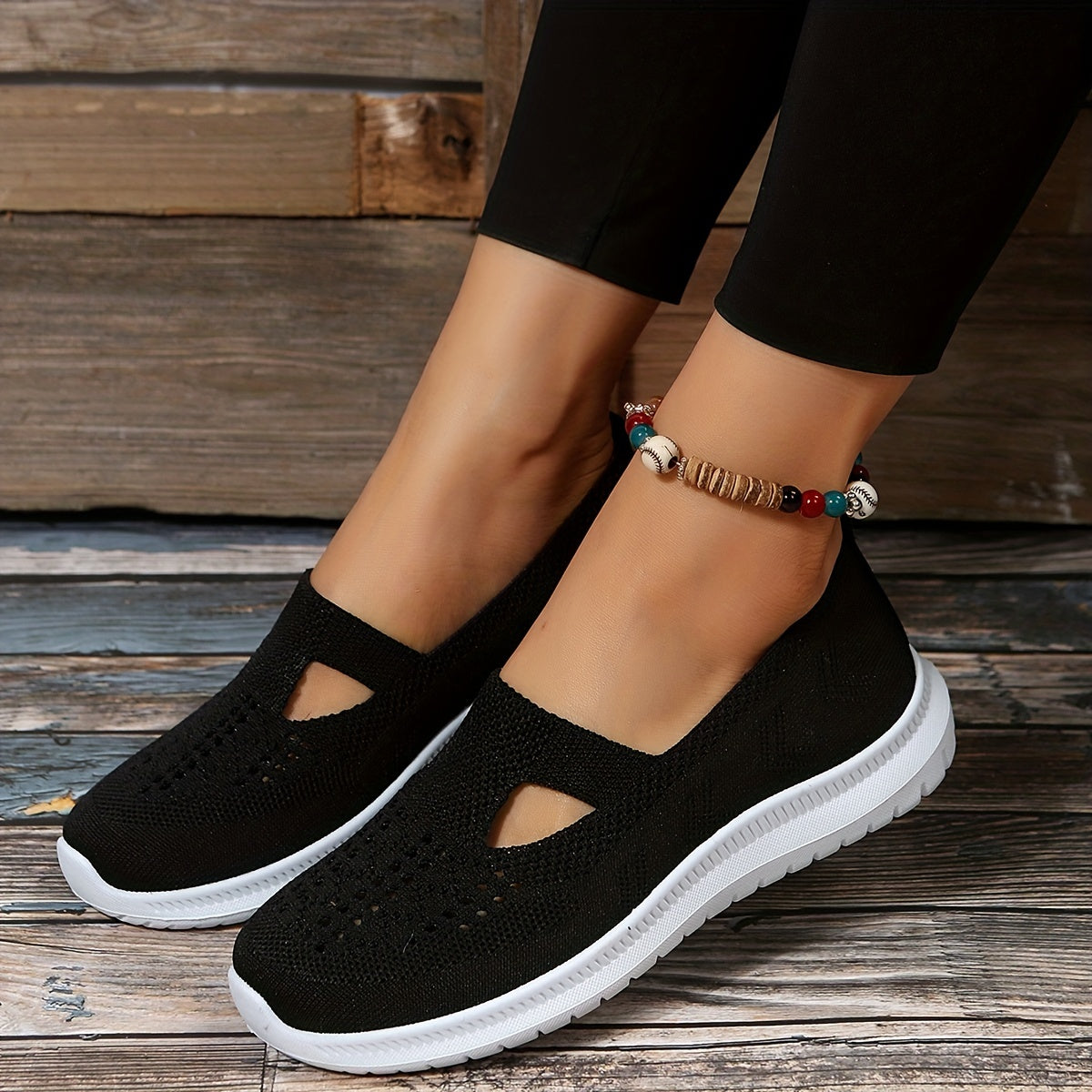 Women's Breathable Knit Sneakers Comfortable Slip On Shoes