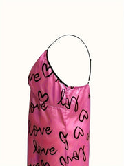  Sexy Lounge Dress Heart & Letter Graphic V Neck