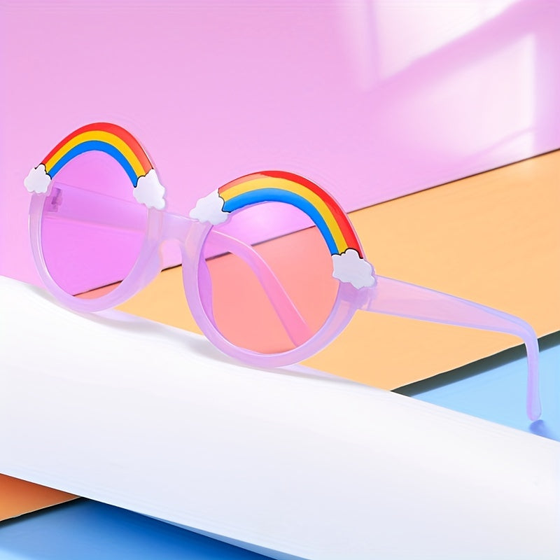 Rainbow Round Frame Sunglasses for Kids Party Outdoor Travel