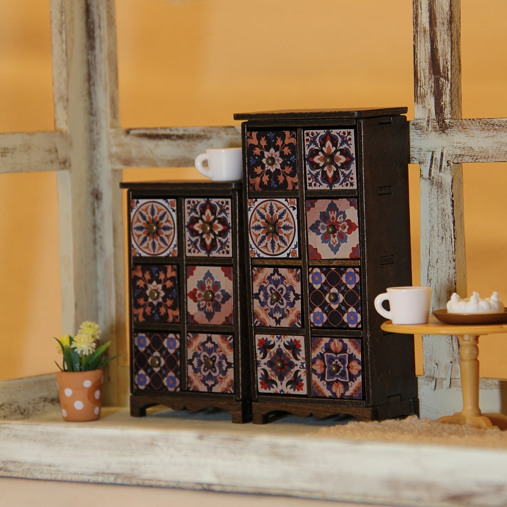 Wooden Cabinet Ornament Spring Decor for Dollhouse