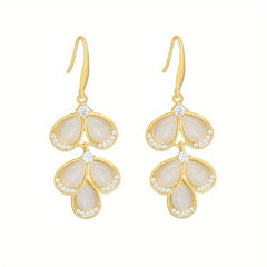 Opal Stone Petal Earrings Wedding Jewelry Accessories