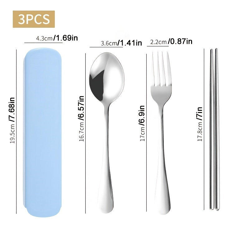 3pcs Portable Cutlery Set with Box - On-the-Go Utensils