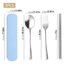3pcs Portable Cutlery Set with Box - On-the-Go Utensils