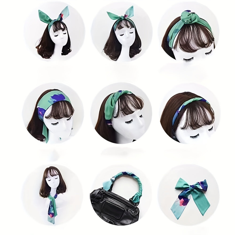 2pcs Set Skinny Scarf & Scarf Ring Dotted Long Ribbon Neckerchief