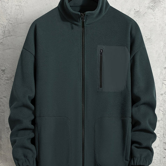 Men's Grey Polar Fleece Collar Jacket KJ010