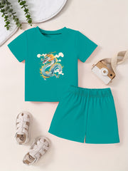 Toddler Kid Cartoon Pattern T-shirt & Shorts Set