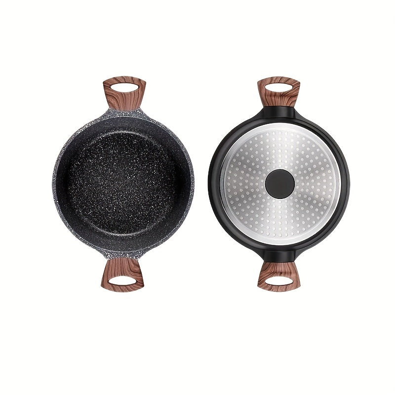 24cm Non Stick Aluminum Stone Pot w/Lid for Gas & Induction