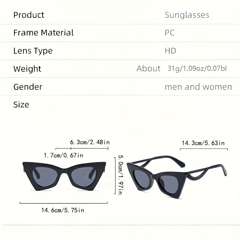Y2K Cat Eye Sunglasses Men Women Irregular UV400 Sun Shades Glasses