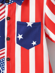 American Independence Flag Graphic Boys Top Shirt Summer Casual Short Sleeve