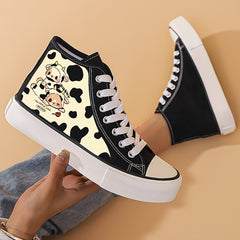 Girl's Bunny Pattern High Top Skate Shoes Non Slip Sneakers