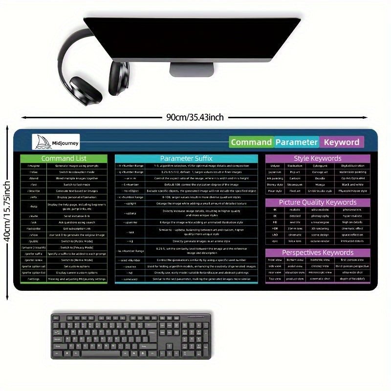 Midjourney Large Keyboard Mat 40x15 inches