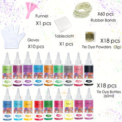 Tie Dye Kit - 32 Colors Fabric Paint Squeeze Bottles Rubber Bands