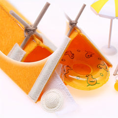 Summer Dollhouse Decor Yellow Tent Duck Swim Ring Tea Set