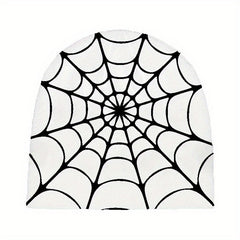Y2K Gothic Spider Web Jacquard Skull Cap Unisex Warm Knit Hat