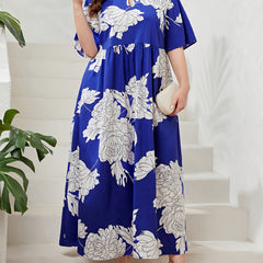 Floral Print Plus Size Kaftan Maxi Dress