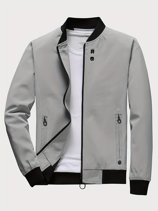 Men's Slim Varsity Zipper Jacket for Spring/Autumn