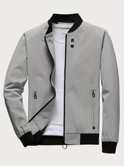Men's Slim Varsity Zipper Jacket for Spring/Autumn