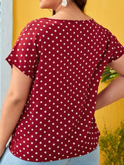 Polka Dot V Neck Blouse
