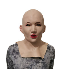 Old Man Head Cover Lady Face Mask Wig Old Man Mask Halloween Human Latex Mask