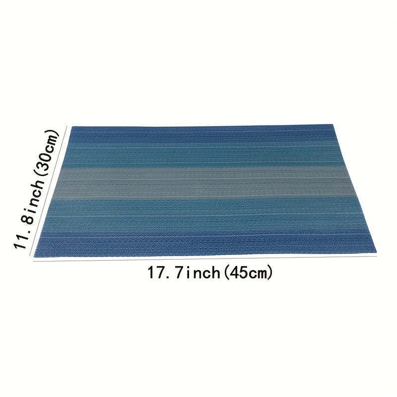 4pcs Dark Vinyl Striped Placemat for Dining Table Decor