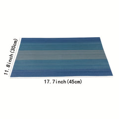 4pcs Dark Vinyl Striped Placemat for Dining Table Decor