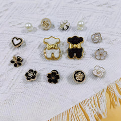 16pcs Shoe Decoration Charms - Bear, Flowers, Pearls - Party Shoes Decoration