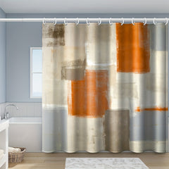 Waterproof Plaid Shower Curtain with 12 Hooks