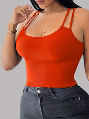 Slim Scoop Neck Cami Top Sexy Solid Summer Sleeveless Top