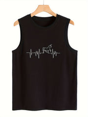 Animal Print Sleeveless Sports Vest Round Neck Stretchy Casual Tops