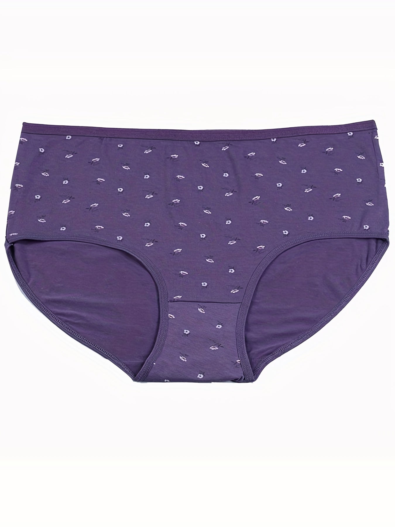 4 Pack Plus Size Floral Print Stretch Underwear Set