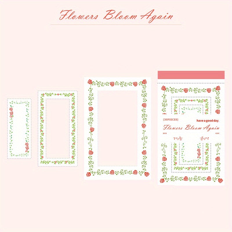 30pcs Flower Rebirth Plant Border Memo Pad DIY Decoration Material