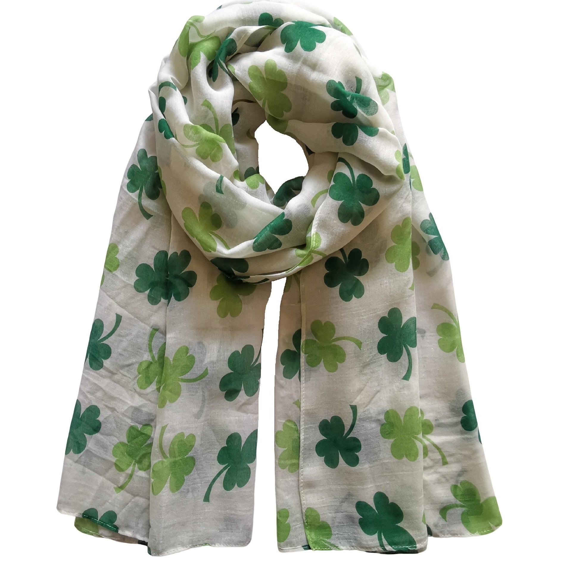 Irish Green Shamrock Scarf St Patrick's Day Windproof Wrap Turban