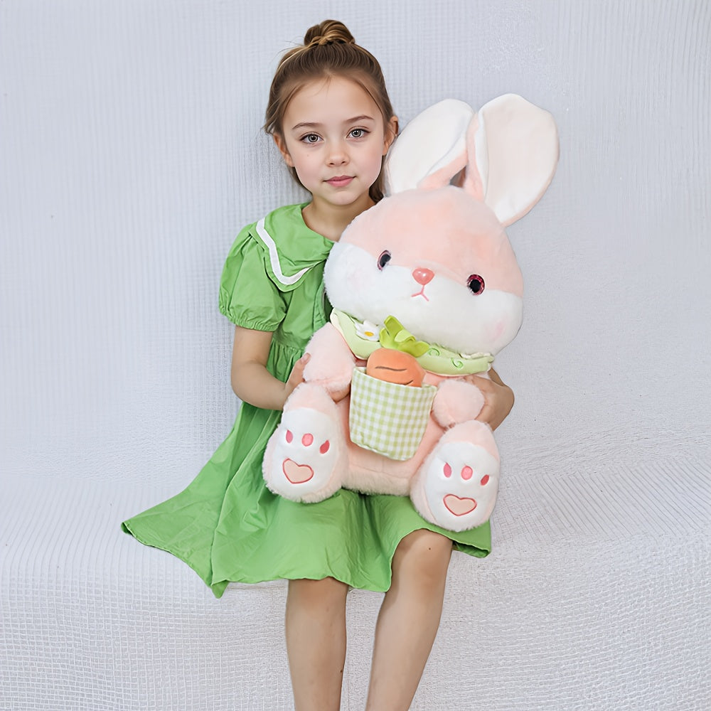 Fluffy Bunny Plush Toy Soft Rabbit Stuffed Animal Carrot Eyes