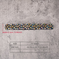 Colorful Rhinestone Flower Belt Women Elastic Thin Belts Waistband