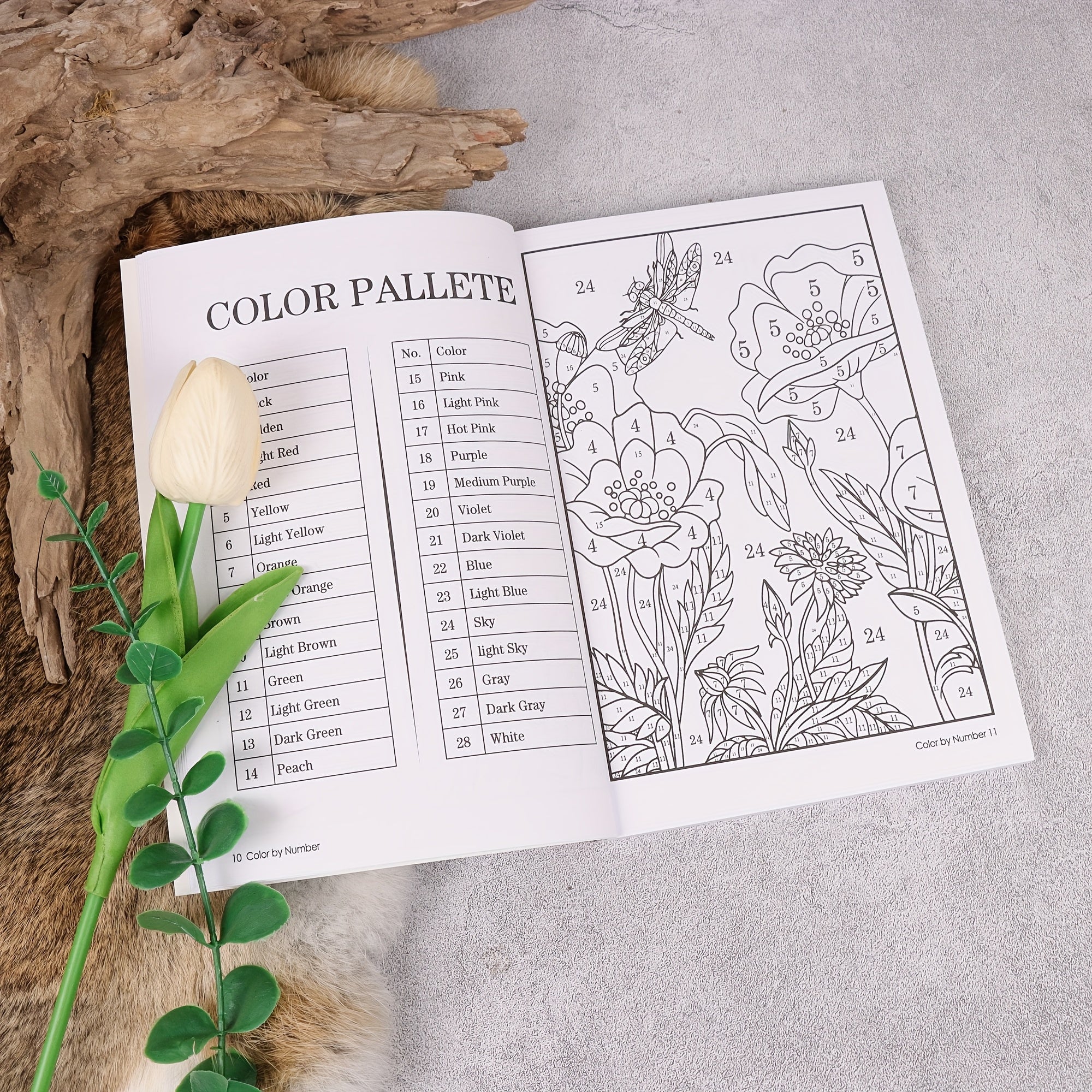 Flower & Butterfly Paint By Numbers Book