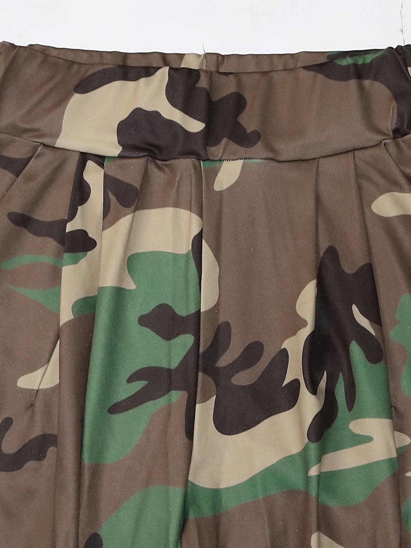 Camouflage Print Wide Leg Pants
