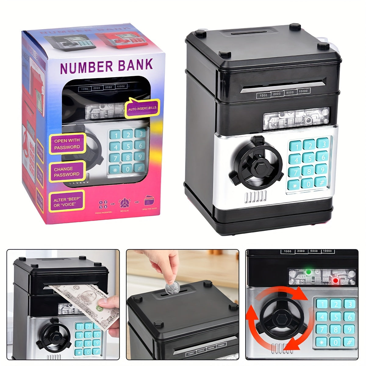 Electronic Coin Bank with Colorful Light Up Music