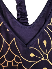  Floral Print V Neck Harem Jumpsuit