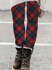  Plaid Print High Rise Stretch Leggings