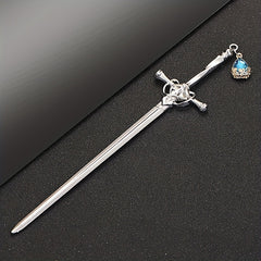 Rhinestone Sword Hair Pin Vintage Bun Holder Alloy Accessory