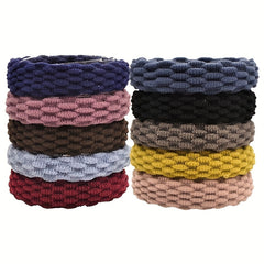 100pcs Seamless Cotten Thick Hair Tie No Crease Elastic Ponytail Holder