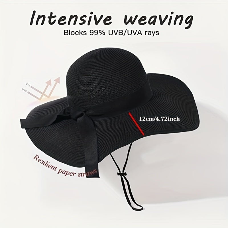 Wide Brim Sun Hat Oversized Straw Beach Hats Foldable Women Sunshade Straw Hats