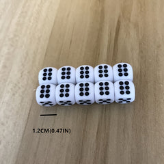 10pcs Acrylic Mahjong Dice Set, Red Dots, Rounded Corner, 10mm, 12mm, 16mm