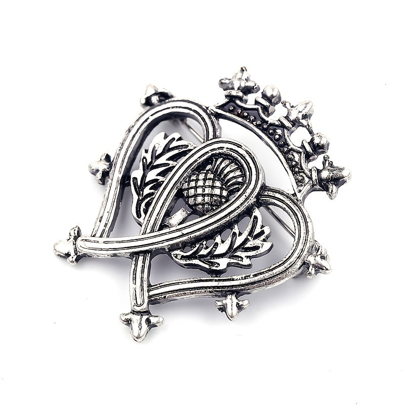 Vintage Crown Heart Brooch Film TV Backpack Jacket Hat Scarf Accessory