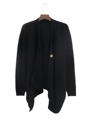  Solid Button Long Sleeve Open Front Cardigan