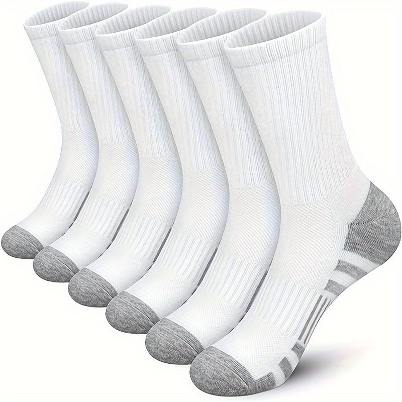 5 Pairs Men's Solid Crew Socks Breathable Comfy Casual Unisex Socks