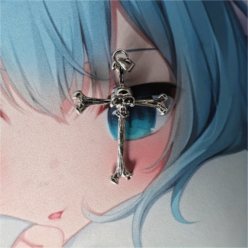 Men's Skull Pendant Cross Necklace Hip Hop Style Jewelry Gift