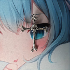 Men's Skull Pendant Cross Necklace Hip Hop Style Jewelry Gift