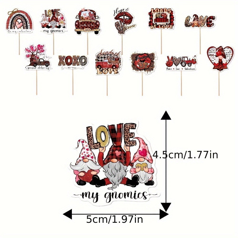 12pcs Wedding Party Cupcake Toppers With Sticks